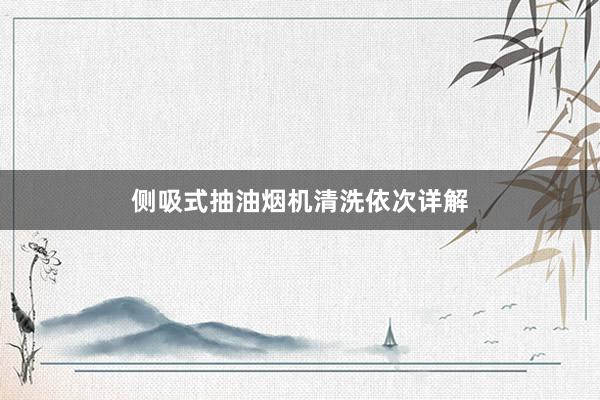 侧吸式抽油烟机清洗依次详解