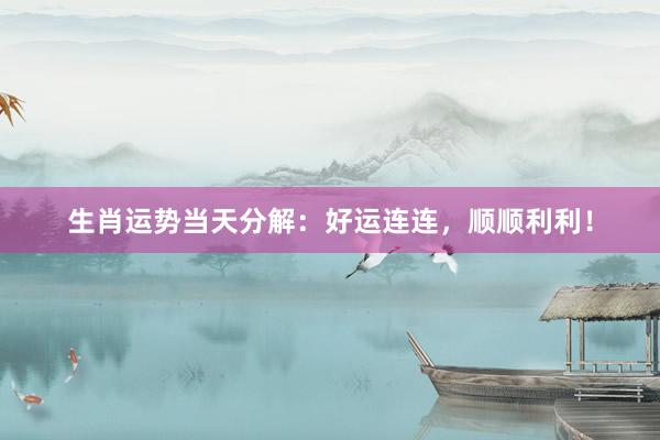 生肖运势当天分解：好运连连，顺顺利利！